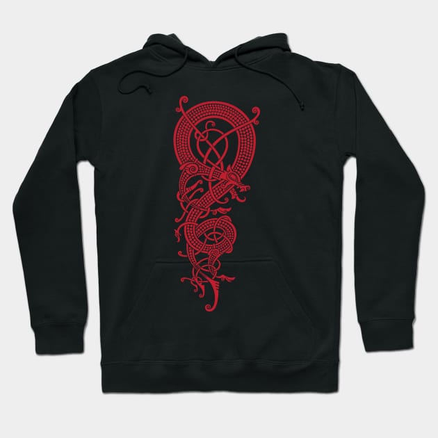 The viking dragon Fáfnir (Red) Hoodie by Roadkill Creations